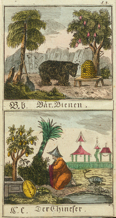 Kupferstiche zu den Buchstaben B und C in Splittegarbs Buch „Neues Bilder A B C oder Deutsches Lesebuch für die Jugend“. Kupferstiche zu den Buchstaben B und C in Splittegarbs Buch „Neues Bilder A B C oder Deutsches Lesebuch für die Jugend“.