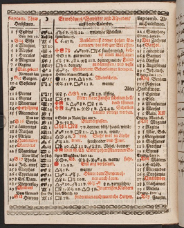 Blatt aus dem Buch: Newer und Alter Schreib-Kalender. Blatt aus dem Buch: Newer und Alter Schreib-Kalender.