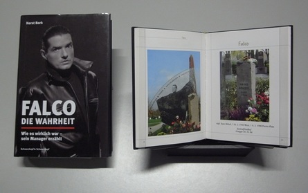 Umschlag des Buches: Falco: die Wahrheit ; wie es wirklich war - sein Manager erzählt. Seiten des Buches: Die berühmten Gräber Wiens. Umschlag des Buches: Falco: die Wahrheit ; wie es wirklich war - sein Manager erzählt. Seiten des Buches: Die berühmten Gräber Wiens.