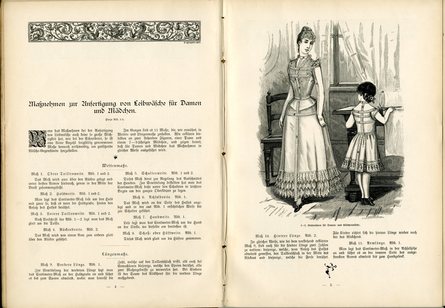 Seiten aus dem Buch: Die Anfertigung der Leib- und Hauswäsche. Seiten aus dem Buch: Die Anfertigung der Leib- und Hauswäsche.
