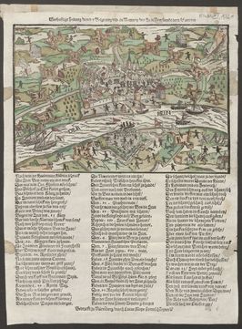 Abbildung aus dem Zeitung: Warhafftigt Zeitung, von der Belgtrung und ein Nemung, der Stat Bon sambt dern schantzen. Abbildung aus dem Zeitung: Warhafftigt Zeitung, von der Belgtrung und ein Nemung, der Stat Bon sambt dern schantzen.