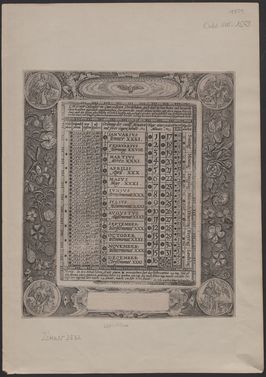 Abbildung eines seltenen "newer Calender in Cantzelleien schreibstuben, auch sunst in kaufmans vnd burgerlichen hewsern nutzlich zugebrauchen…“ für die Jahre 1594 bis 1630, wohl aus dem Jahr 1593, in der BSB München  Abbildung eines seltenen "newer Calender in Cantzelleien schreibstuben, auch sunst in kaufmans vnd burgerlichen hewsern nutzlich zugebrauchen…“ für die Jahre 1594 bis 1630, wohl aus dem Jahr 1593, in der BSB München